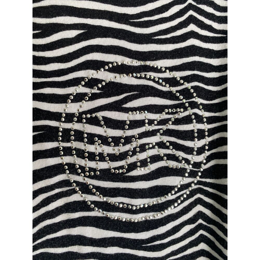 Y2K Rare Michael Kors logo Printed Crew Neck Signature Zebra Print Shirt XL
